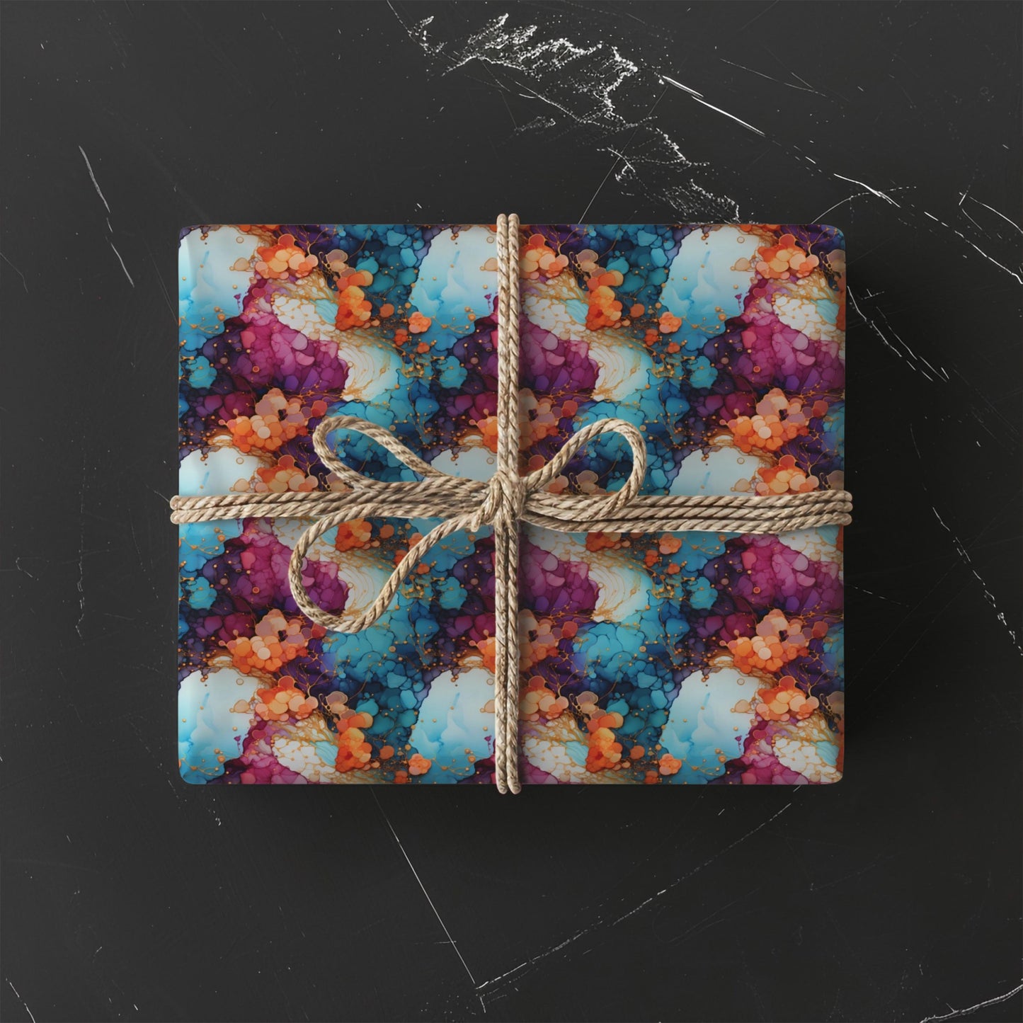Alcohol Ink Wrapping Paper – Abstract Color Splash Gift Wrap, Vibrant Modern Art Design, Satin or Matte Finish