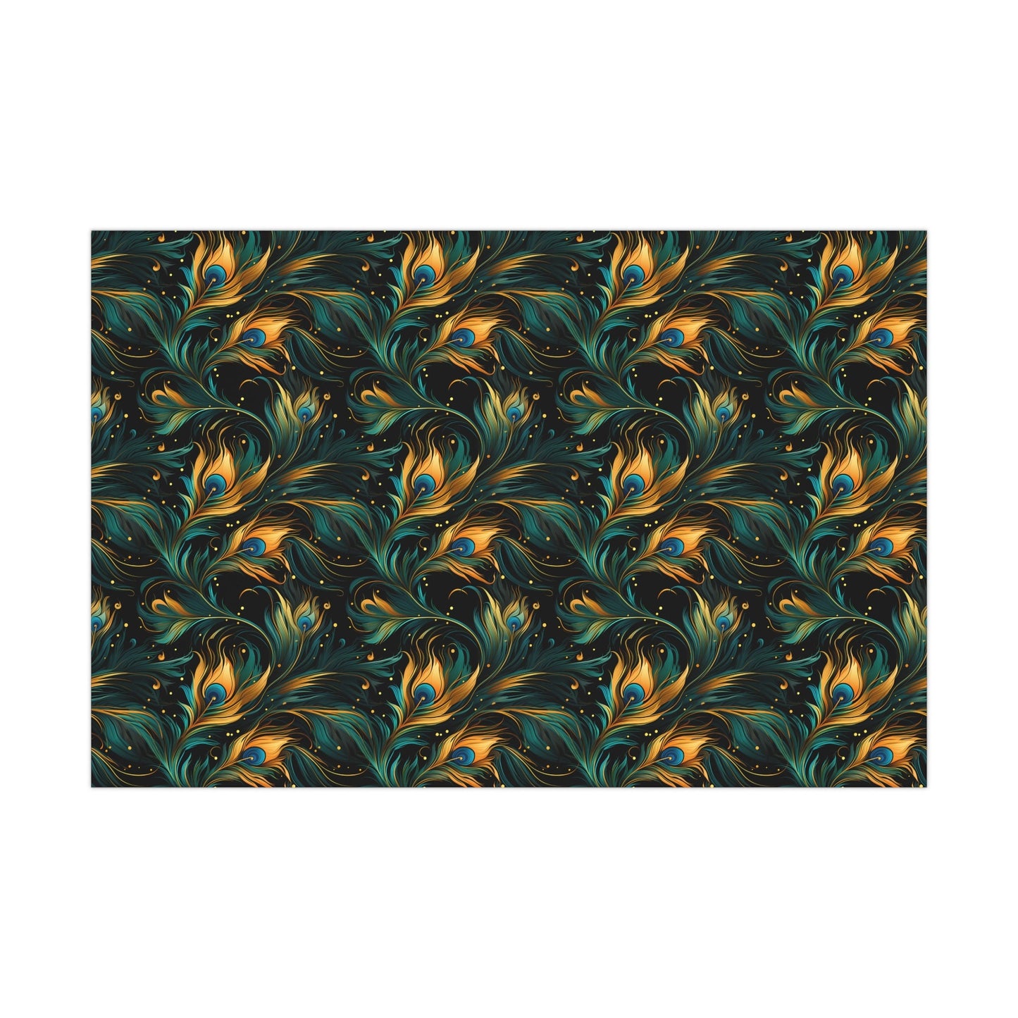 Elegant Peacock Feather Wrapping Paper – Luxurious Gift Wrap, Art Nouveau Inspired, Satin or Matte Finish