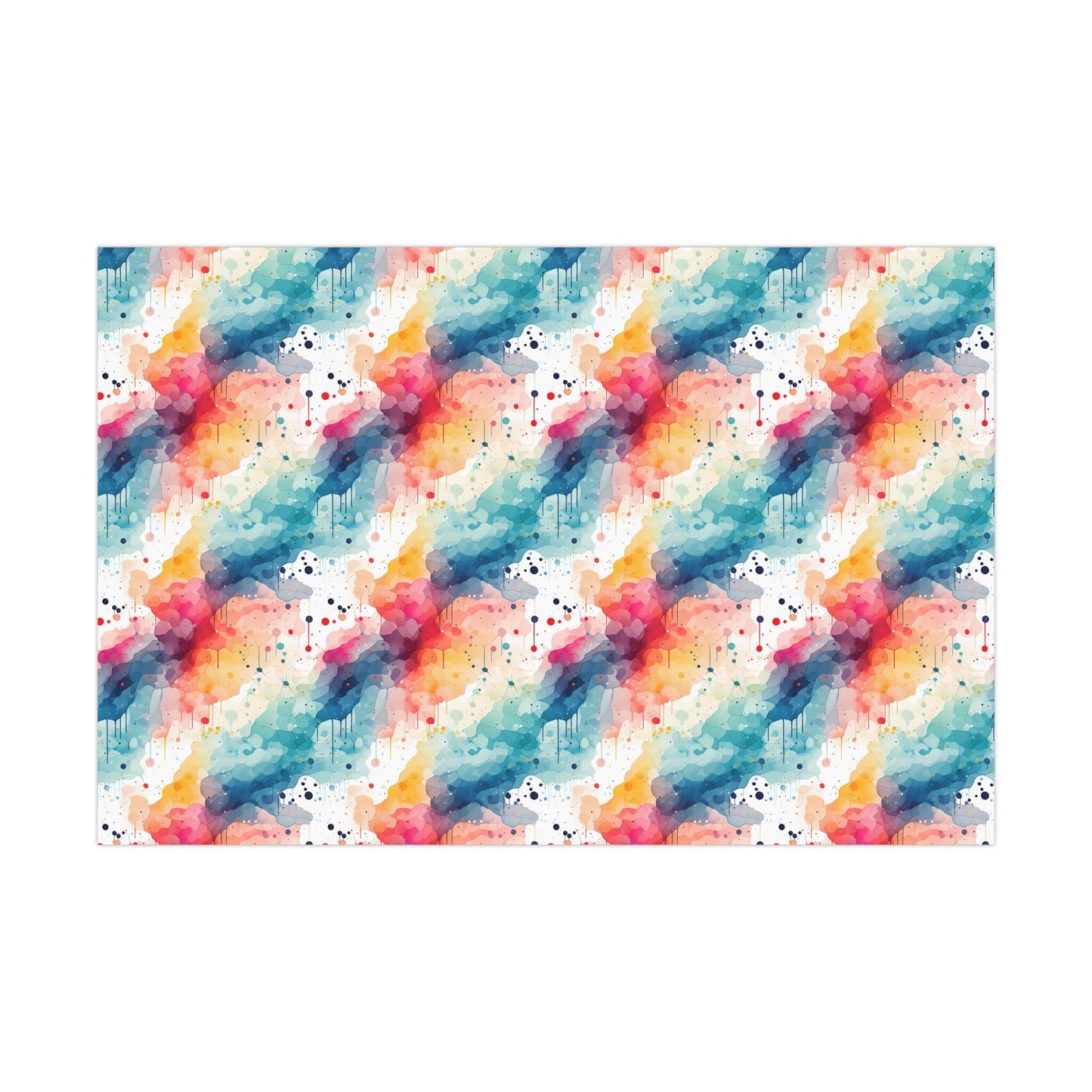 Watercolor Drip Wrapping Paper – Color Splash Abstract Gift Wrap, Artsy Rainbow Ink Design, Satin or Matte Finish