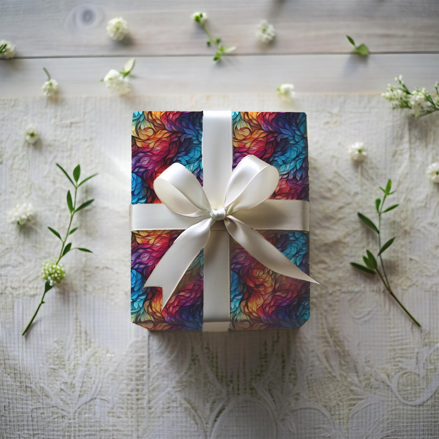 Rainbow Swirl Wrapping Paper – Bold Abstract Gift Wrap, Vivid Colorful Design, Satin or Matte Finish