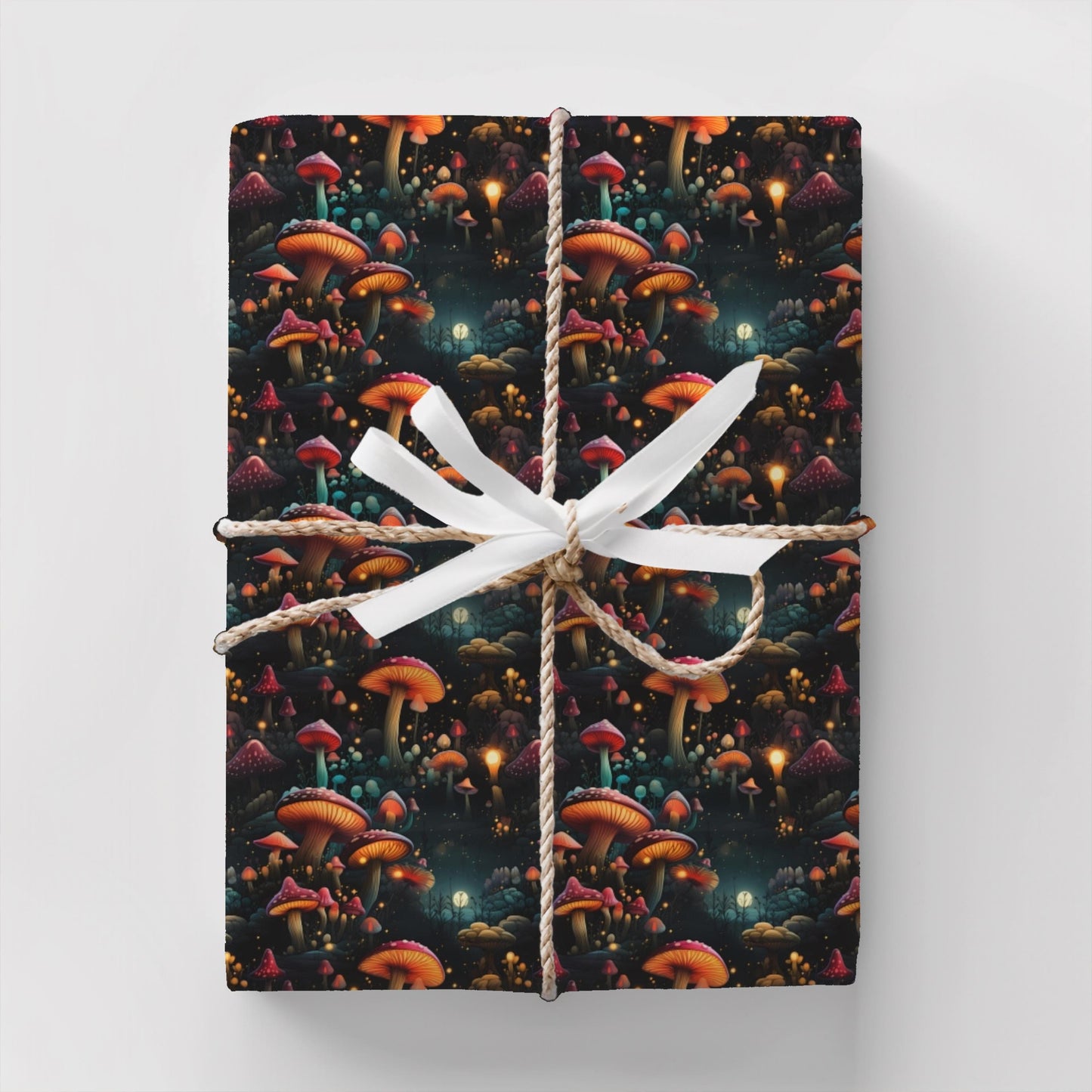 Enchanted Mushroom Wrapping Paper – Fantasy Forest Gift Wrap, Mystical Fungi Design, Available in Satin or Matte