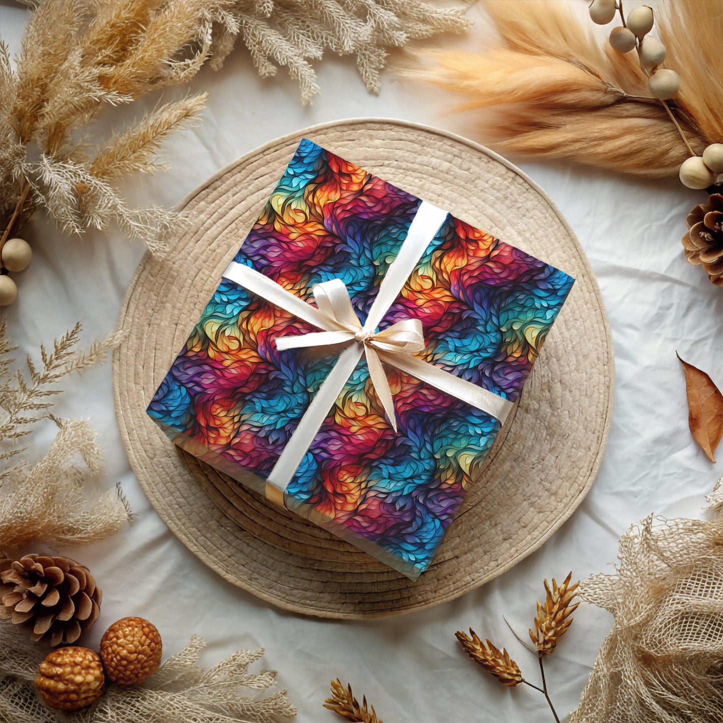 Rainbow Swirl Wrapping Paper – Bold Abstract Gift Wrap, Vivid Colorful Design, Satin or Matte Finish