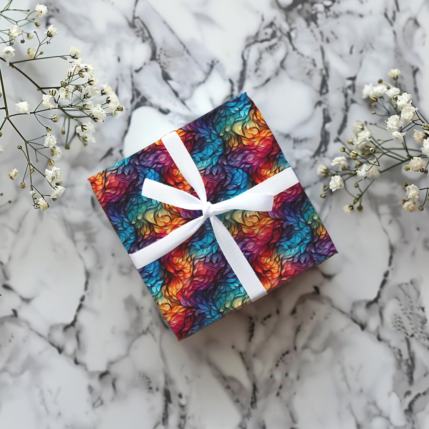 Rainbow Swirl Wrapping Paper – Bold Abstract Gift Wrap, Vivid Colorful Design, Satin or Matte Finish