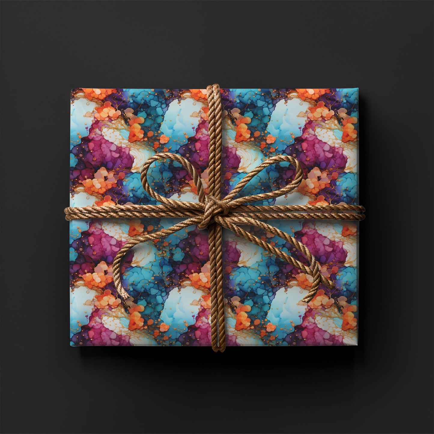 Alcohol Ink Wrapping Paper – Abstract Color Splash Gift Wrap, Vibrant Modern Art Design, Satin or Matte Finish