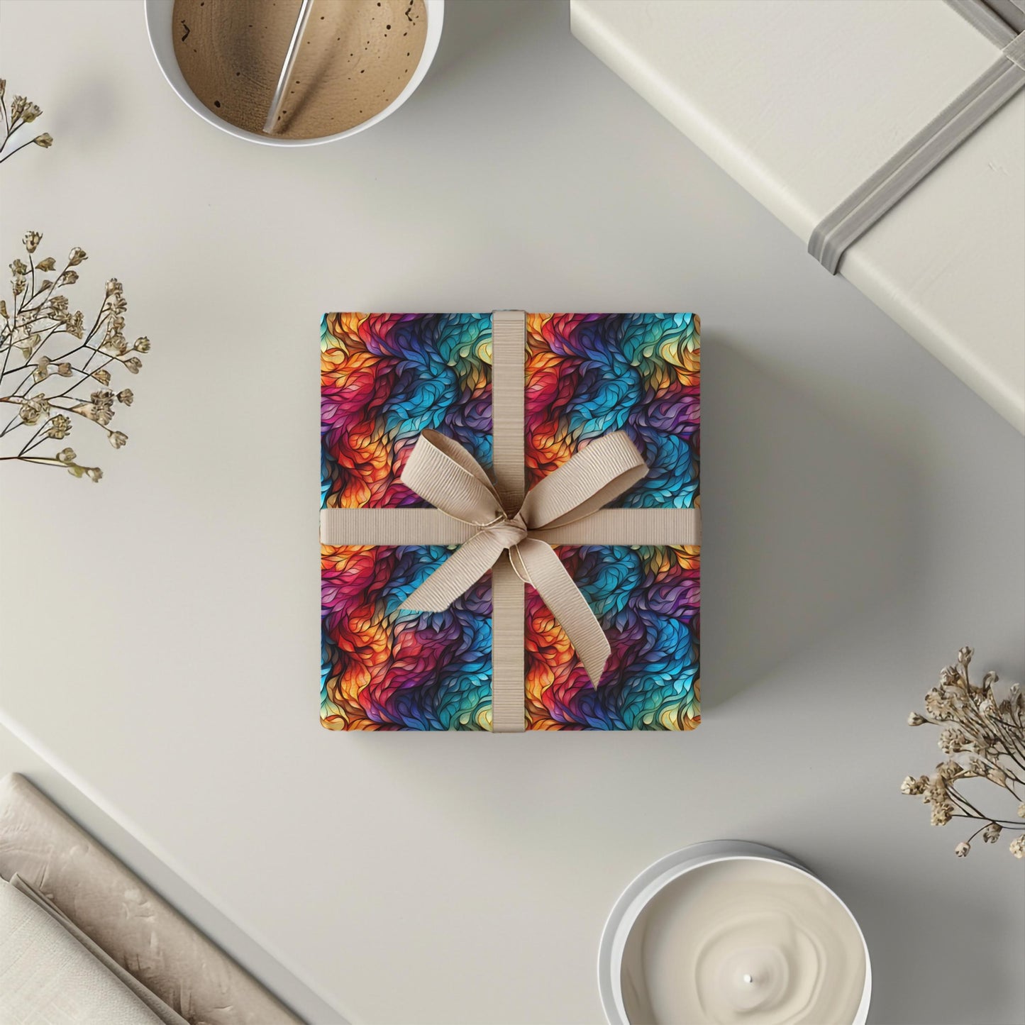 Rainbow Swirl Wrapping Paper – Bold Abstract Gift Wrap, Vivid Colorful Design, Satin or Matte Finish