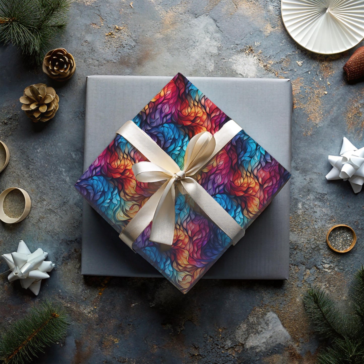 Rainbow Swirl Wrapping Paper – Bold Abstract Gift Wrap, Vivid Colorful Design, Satin or Matte Finish
