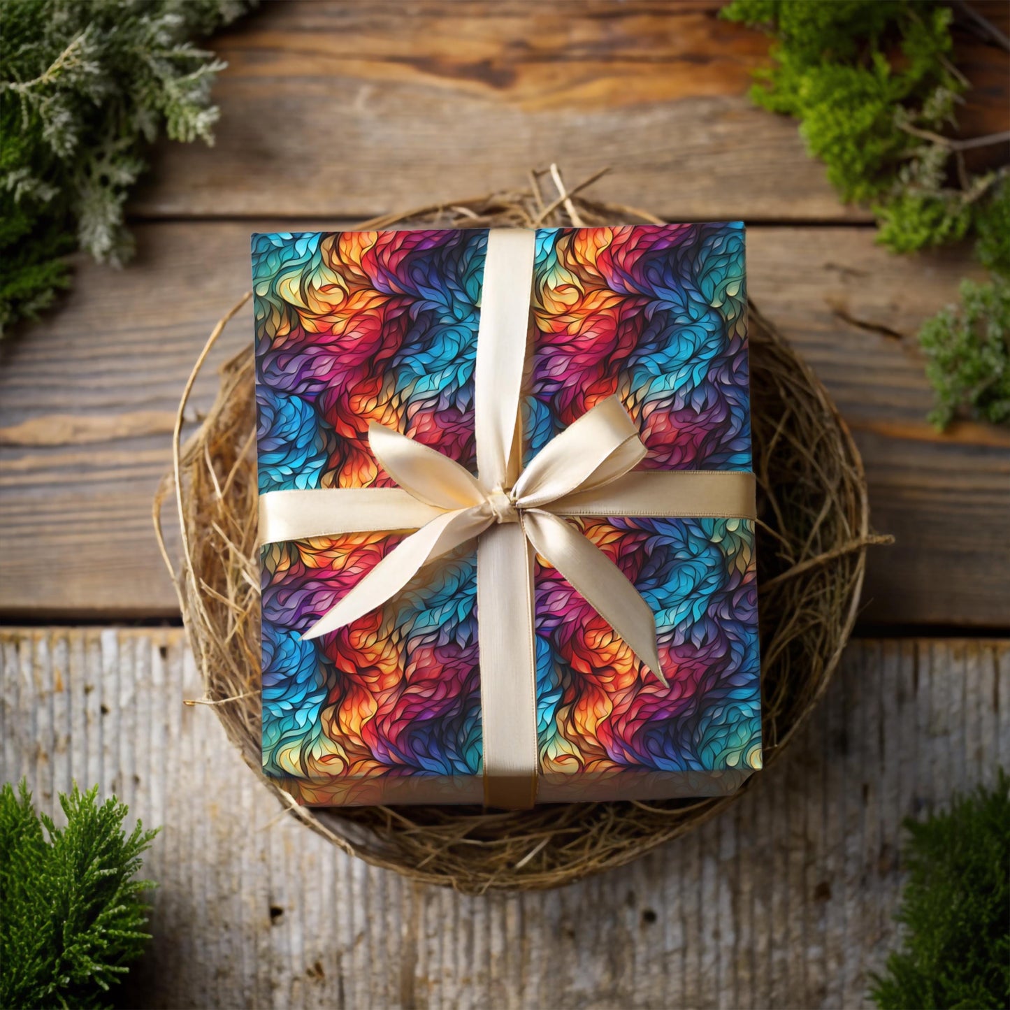Rainbow Swirl Wrapping Paper – Bold Abstract Gift Wrap, Vivid Colorful Design, Satin or Matte Finish