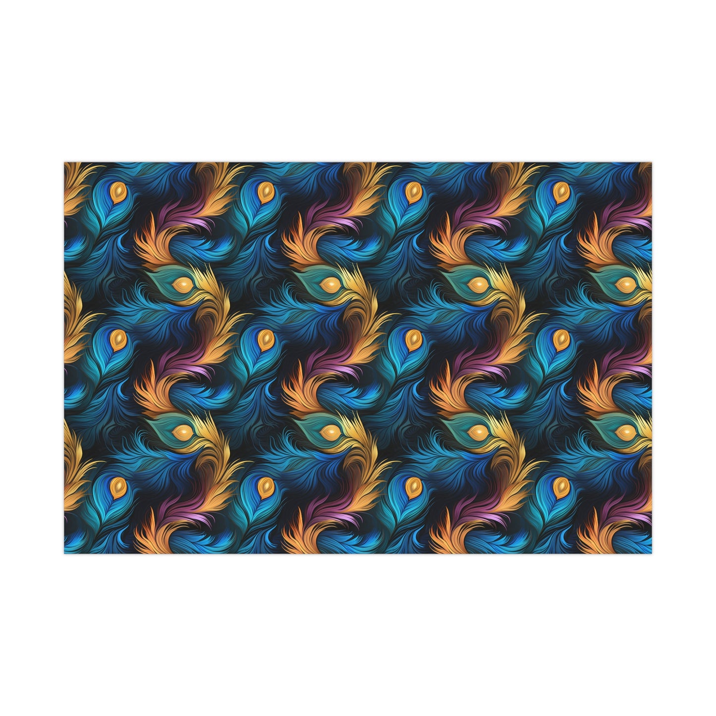 Peacock Feather Gift Wrap. Unique Wrapping Paper, Abstract Modern Art Inspired Design, Satin and Matte Finishes, Multiple Sizes Options