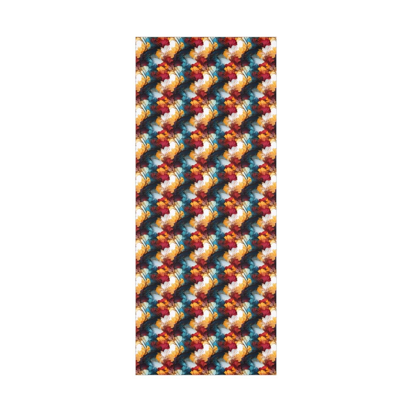 Red Teal and Gold Floral Wrapping Paper