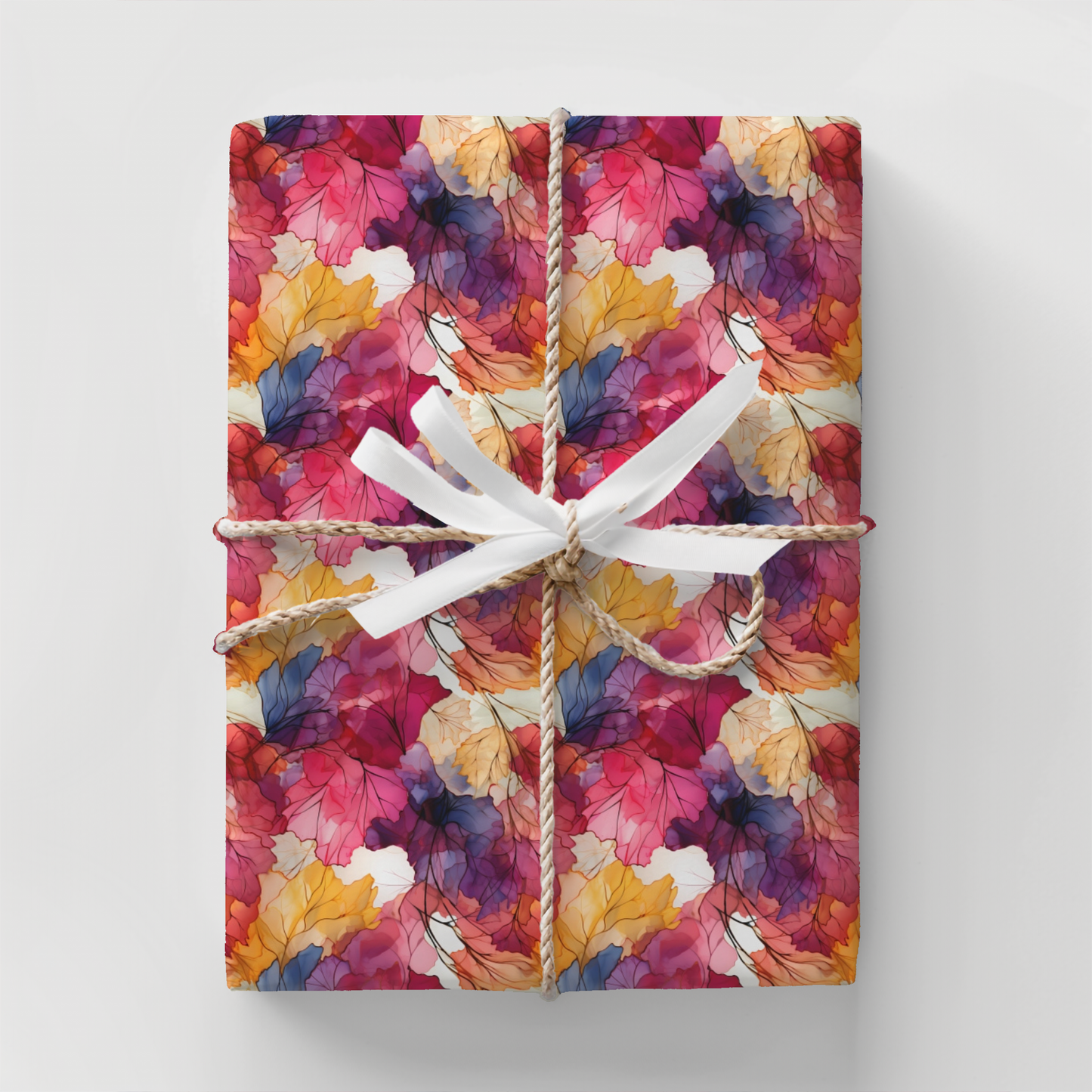 Stained Glass Pink and Yellow Floral Gift Wrap Paper