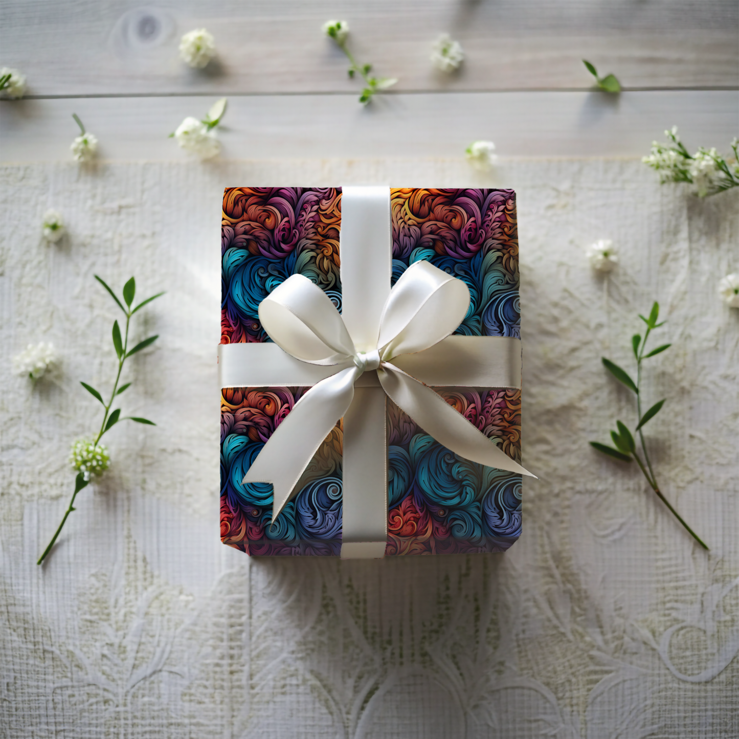 Flowing Feather Design Gift Wrapping Paper